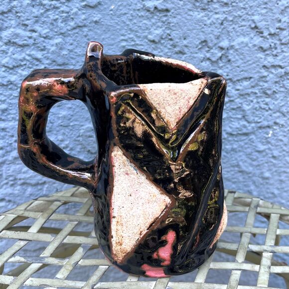 Vintage Brutalist Pottery Funky Abstract Pitcher Vase unique decor - Picture 2 of 10